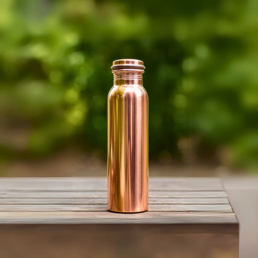Polished Pure Copper Water Bottle - Leak proof Unique Design Yoga Bottle-Ayurvedic copper bottle 950m