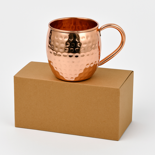 Moscow Mule Copper Mugs – 100% Pure Copper, Handcrafted, Food Safe Drinkware, Premium Bar Gift, Housewarming Gift Set